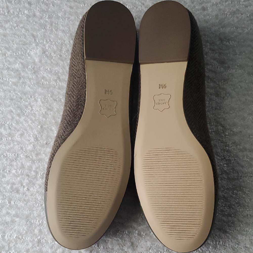 Talbots Olive Green Round Toe Tweed Ballet Flats 9M - Picture 7 of 10